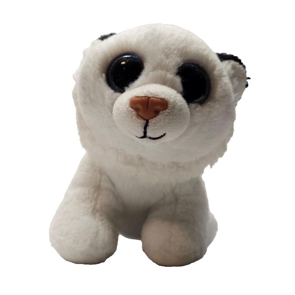Ty Tundra White Tiger Plush Beanie Boos Velvety Stuffed Toy Glittering Eyes
